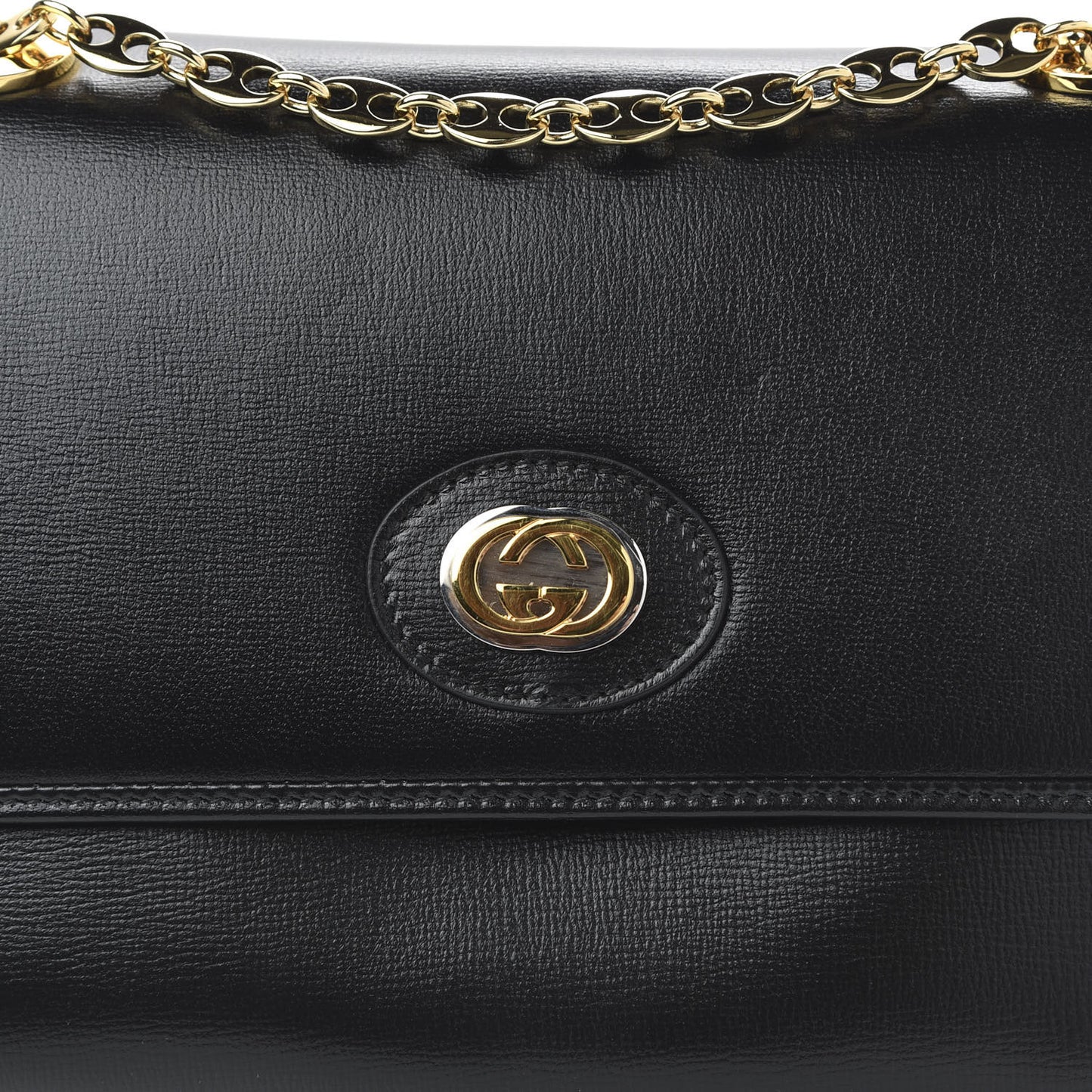 Azalea Calfskin Small Marina Chain Shoulder Bag Black