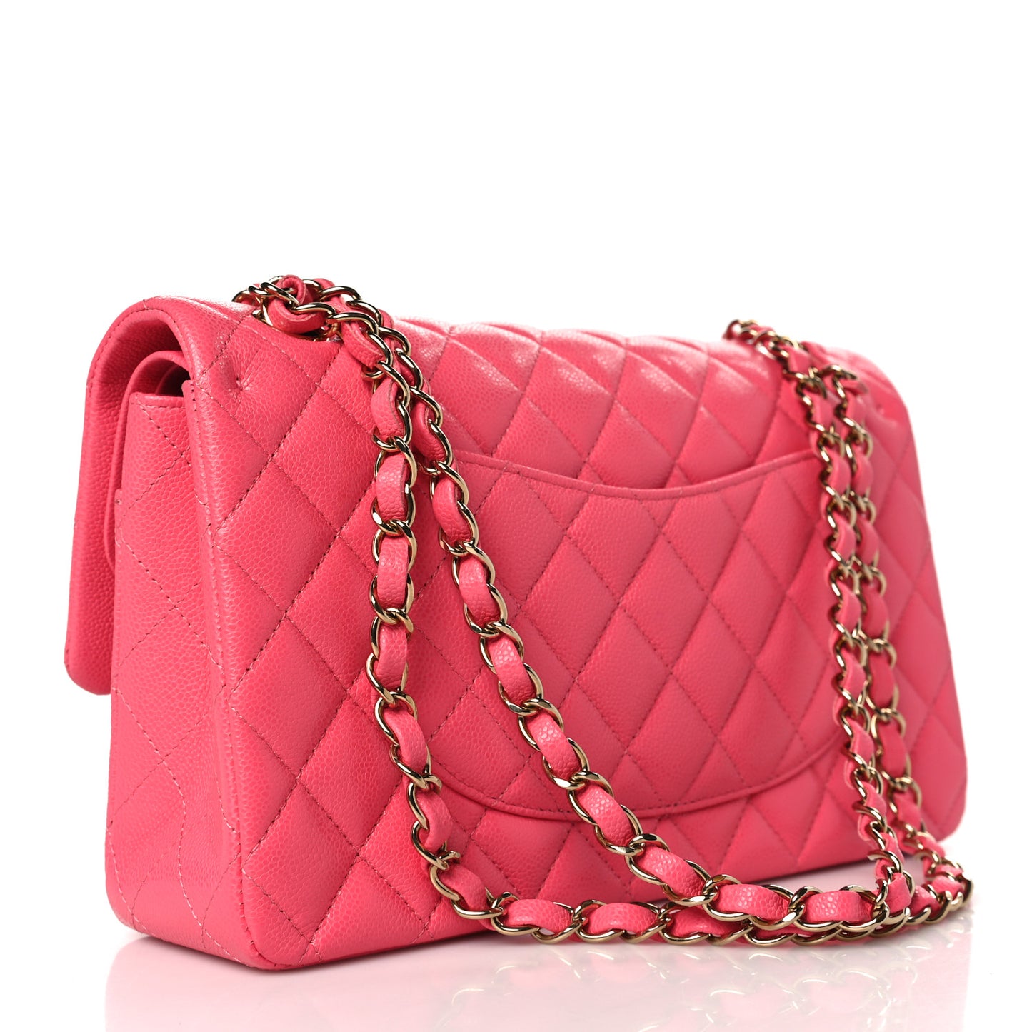 Caviar Quilted Medium Double Flap Rose