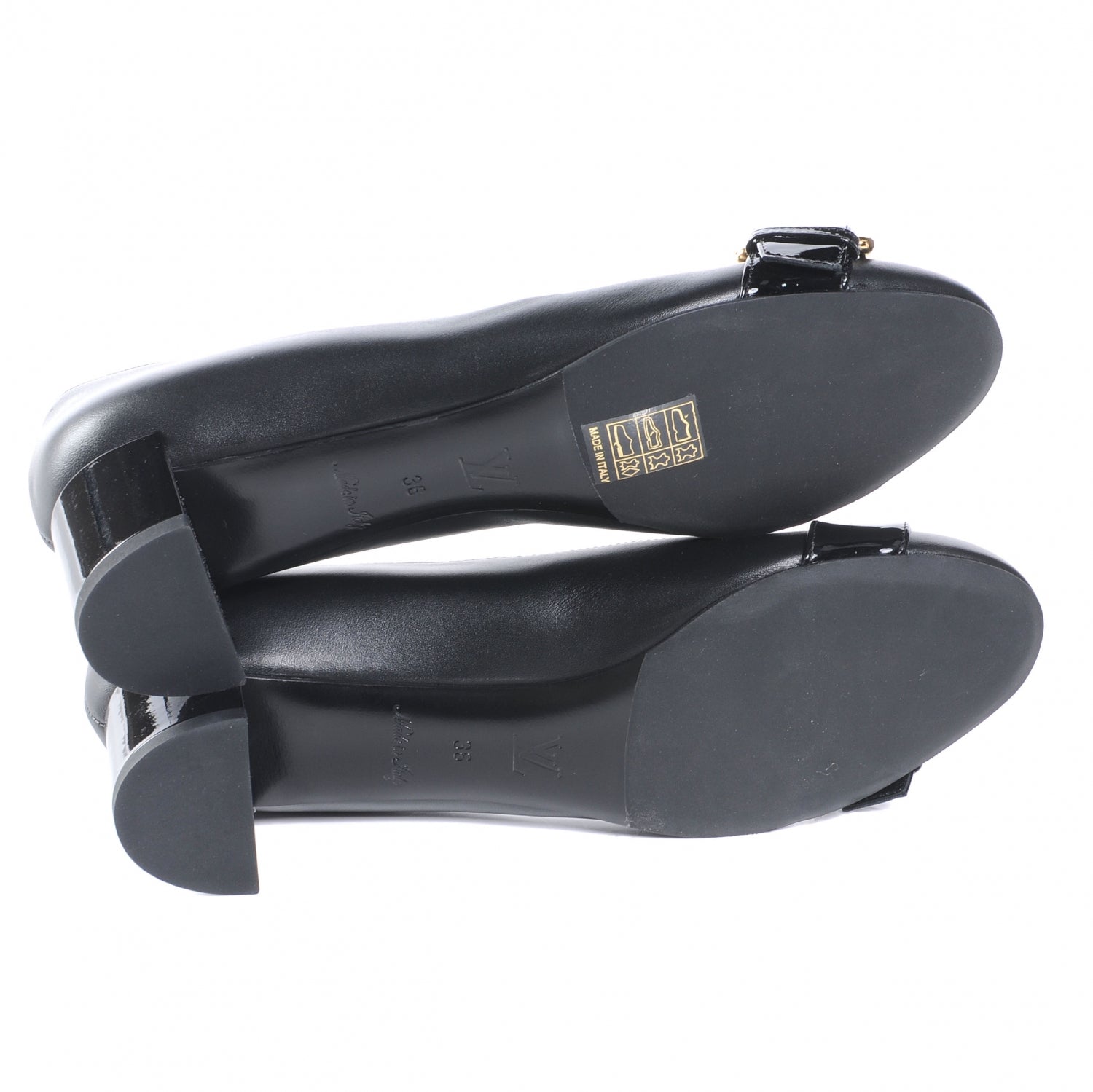 Louis Vuitton Leather Buckle Heels 36 Black 5 of 6