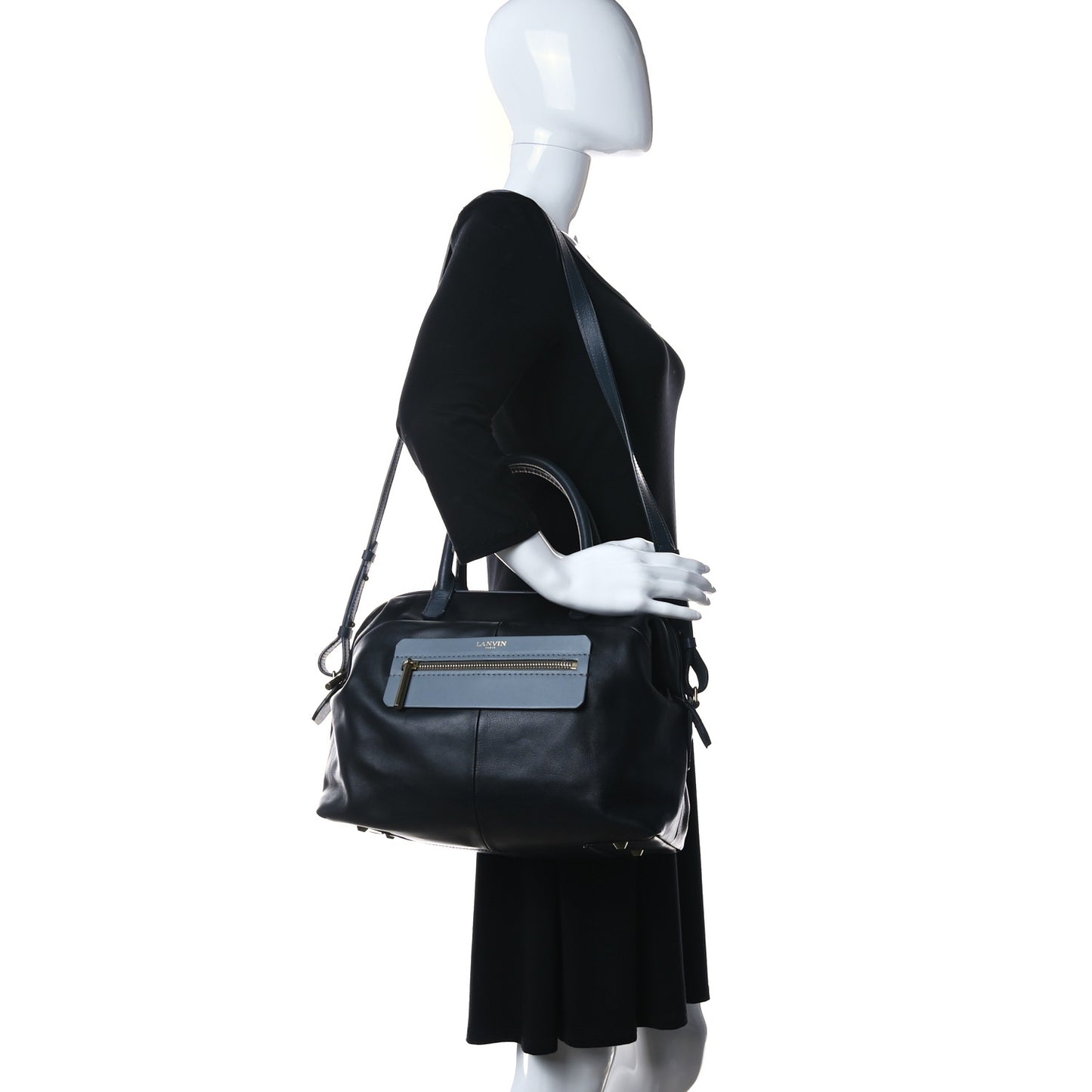 Calfskin Padam Bowling Bag Black