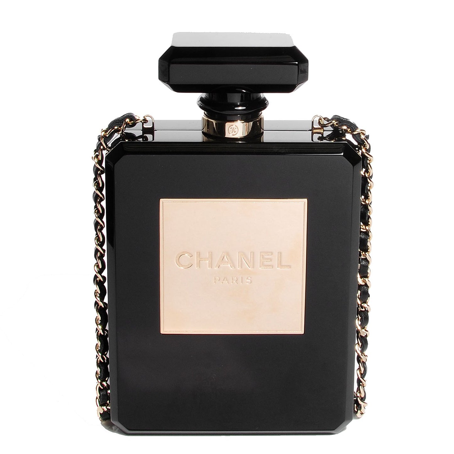 Plexiglass Perfume Bottle Clutch Black