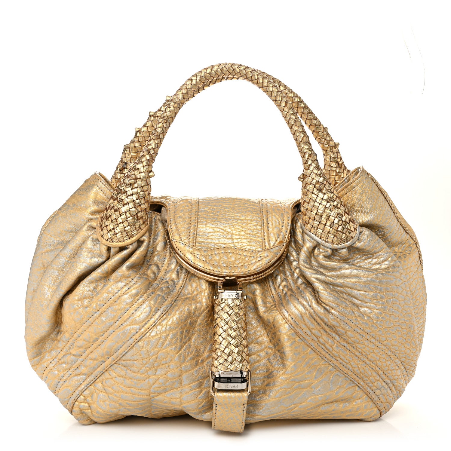 Fendi Nappa Nuvolata Bimetal Spy Oro Argento 1 of 15