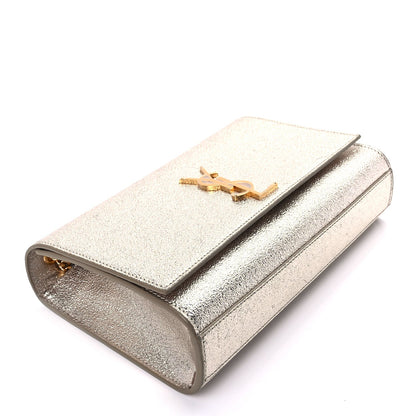 Saint Laurent Metallic Calfskin Medium Classic Monogram Kate Satchel Pale Gold 7 of 8