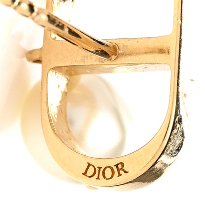 Christian Dior Pearl Logo Earrings Gold 4 of 5