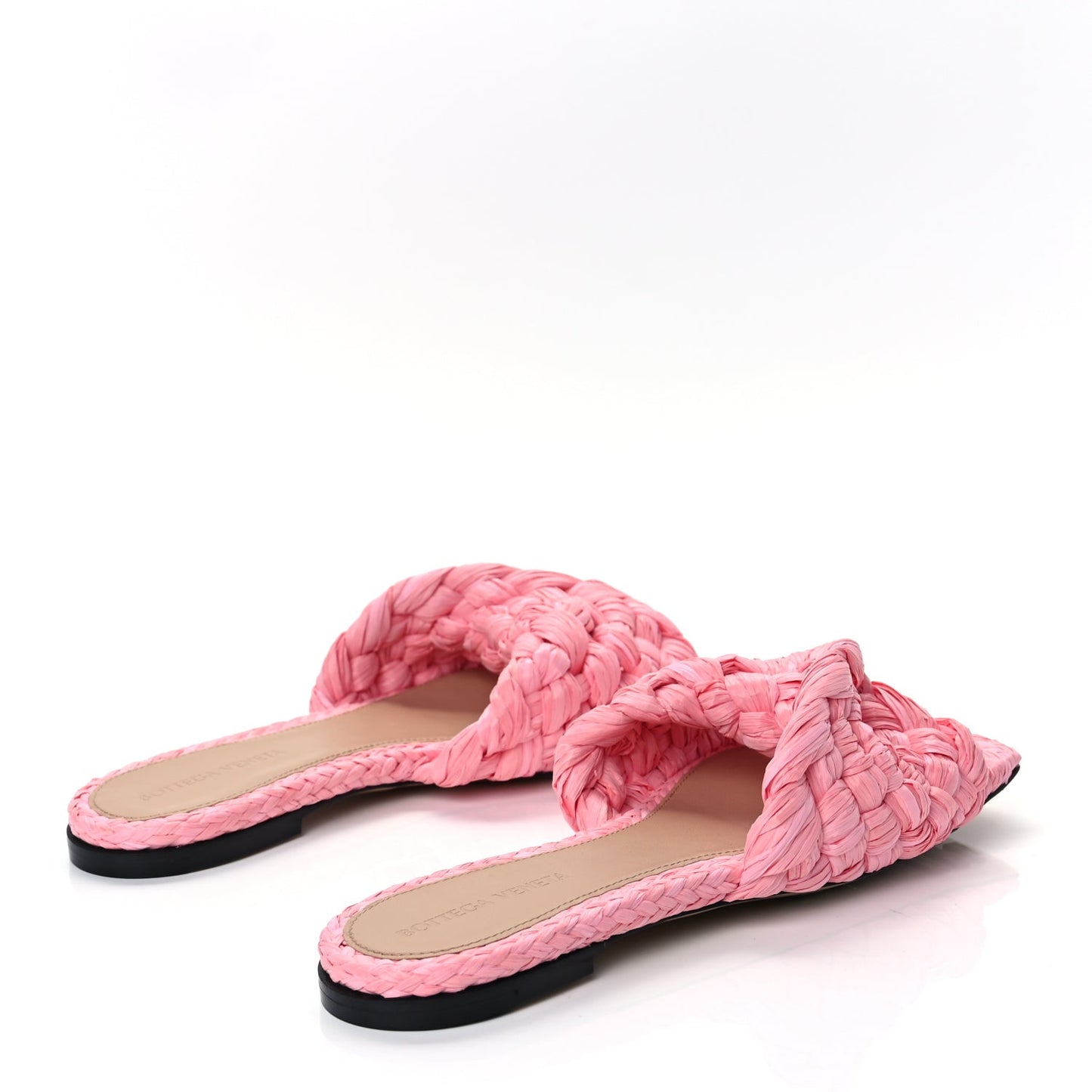 Raffia Twisted Intrecciato Stretch Flat Sandals Blossom