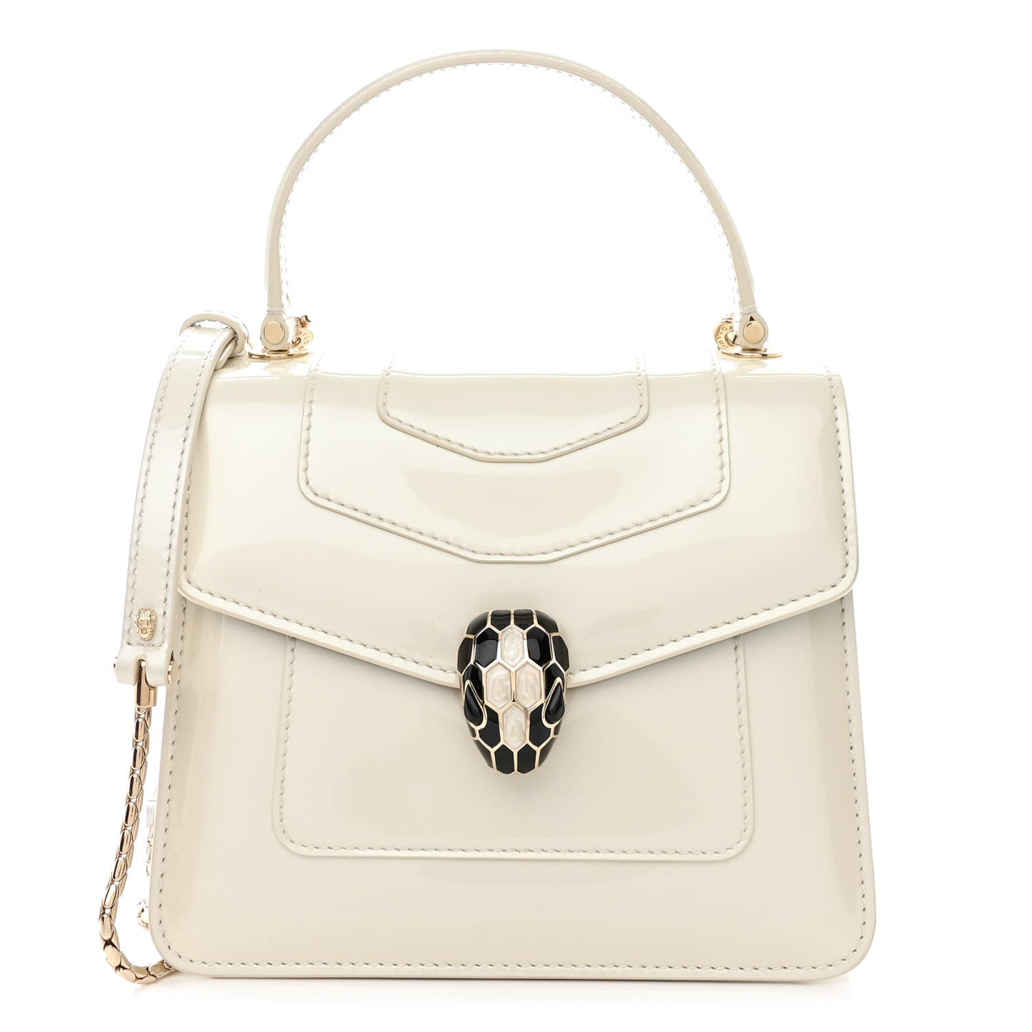 Patent Serpenti Forever Top Handle White