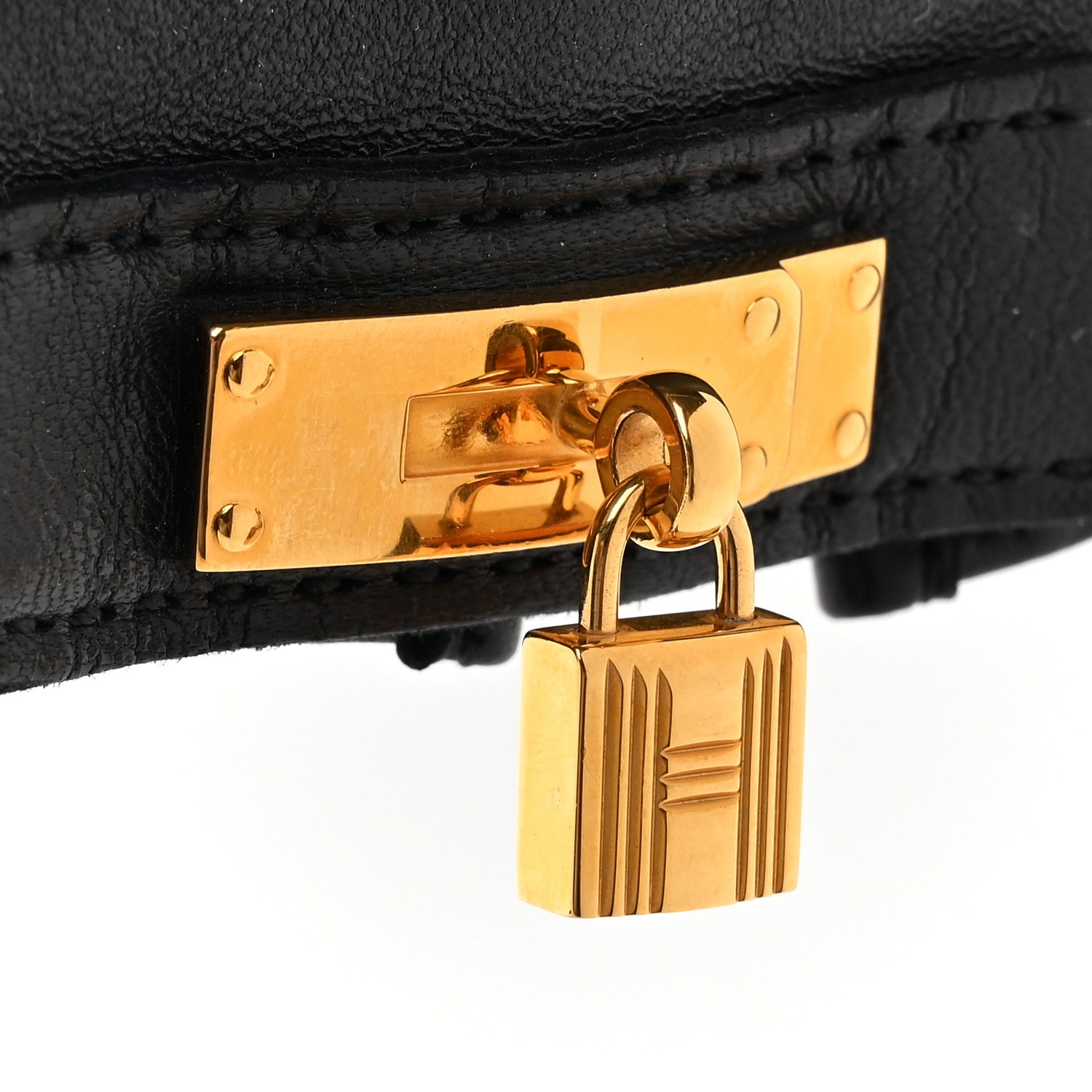 Hermes Lambskin Soya Kelly Lock Gloves 6.5 Black 4 of 4