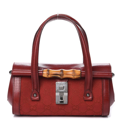 Gucci Monogram Small Bamboo Bullet Satchel Red 1 of 10