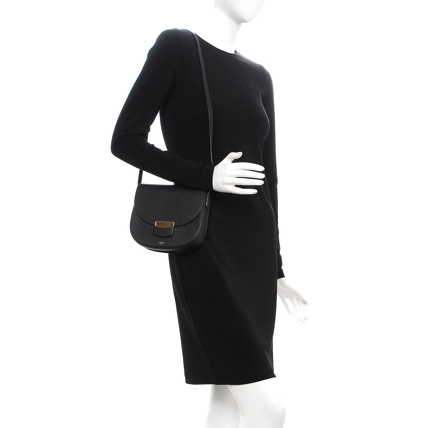 Celine Grained Calfskin Small Trotteur Black 2 of 8