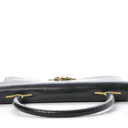 Hermes Lizard Sac Cordeliere Black 9 of 22