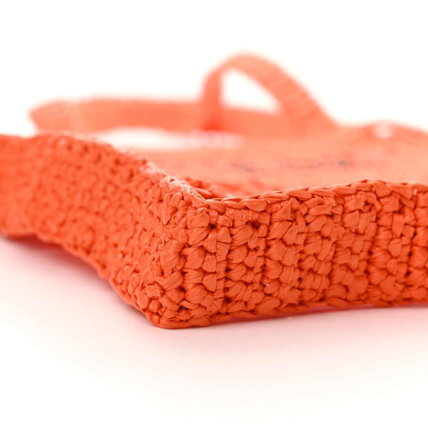 Prada Yarn Raffia Effect Crochet Logo Embroidered Tote Bag Arancio 8 of 9