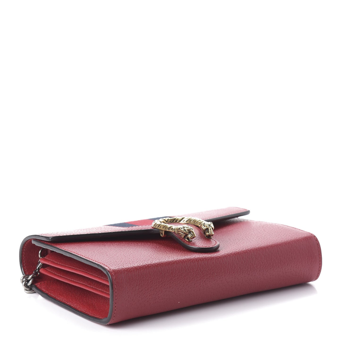 Calfskin Web Mini Dionysus Chain Wallet Hibiscus Red