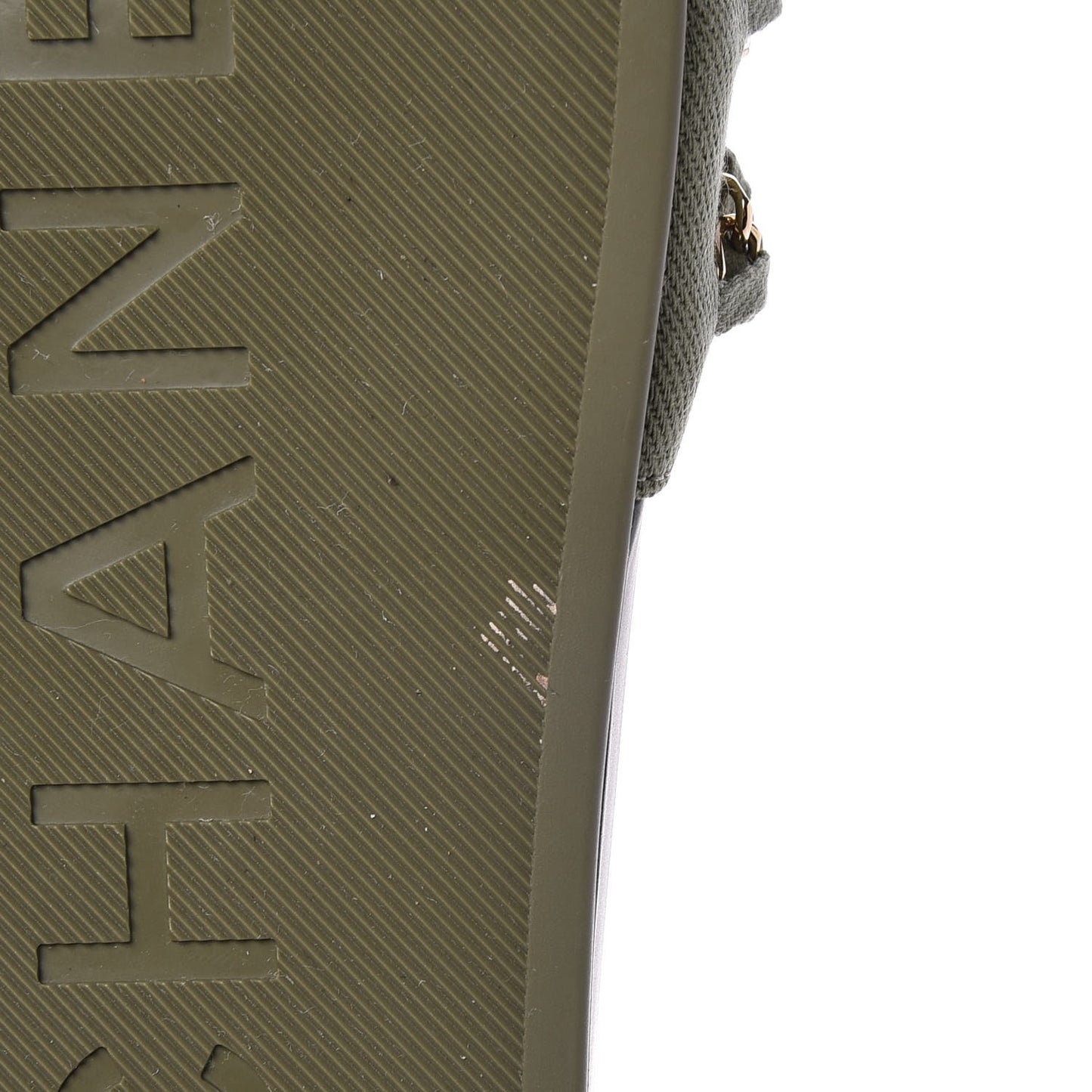 Canvas Chain Flat Sandals 37 Khaki