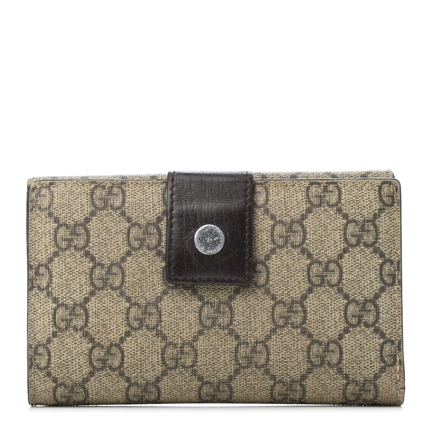Gucci GG Supreme Monogram Continental Flap Wallet Dark Brown 1 of 4