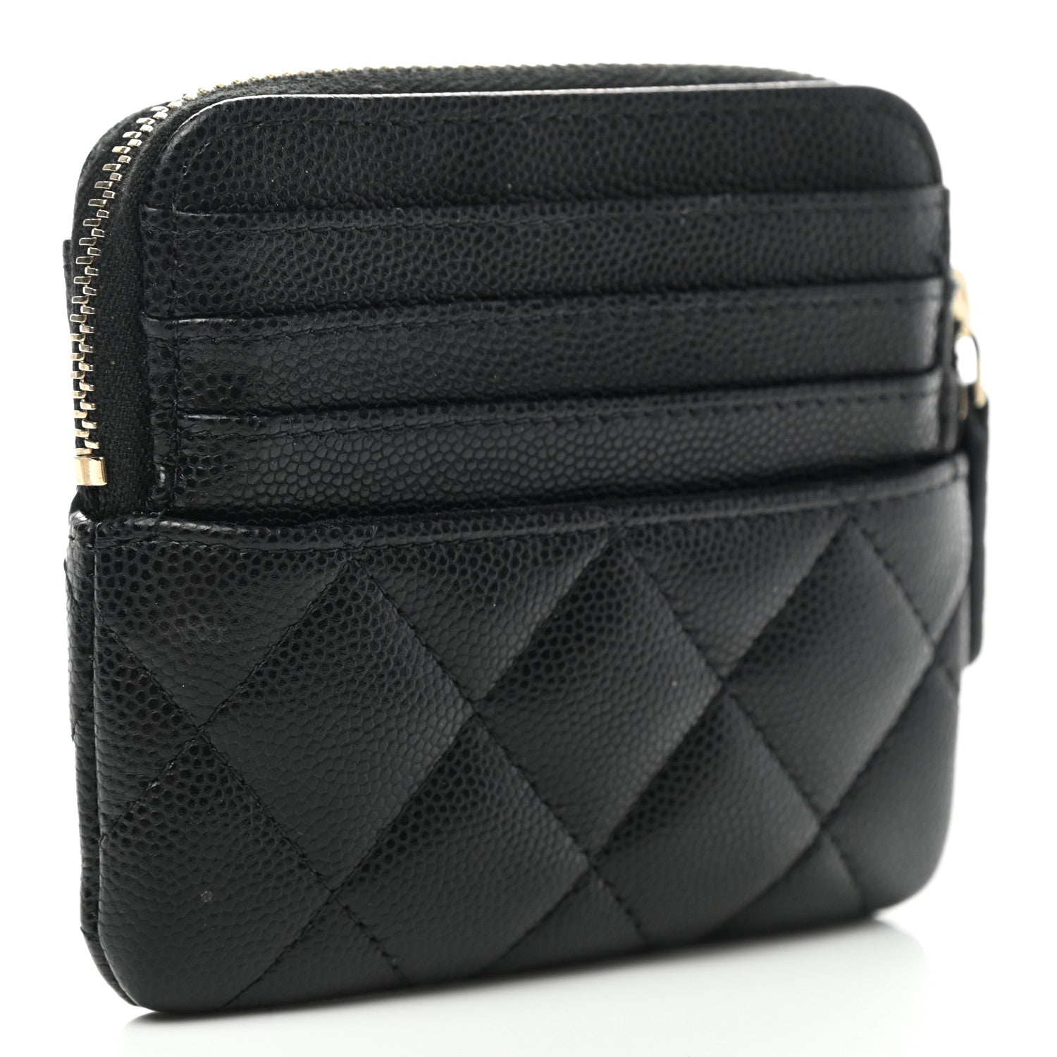 Chanel Caviar Quilted Zip Card Holder Wallet Black 4 of 9