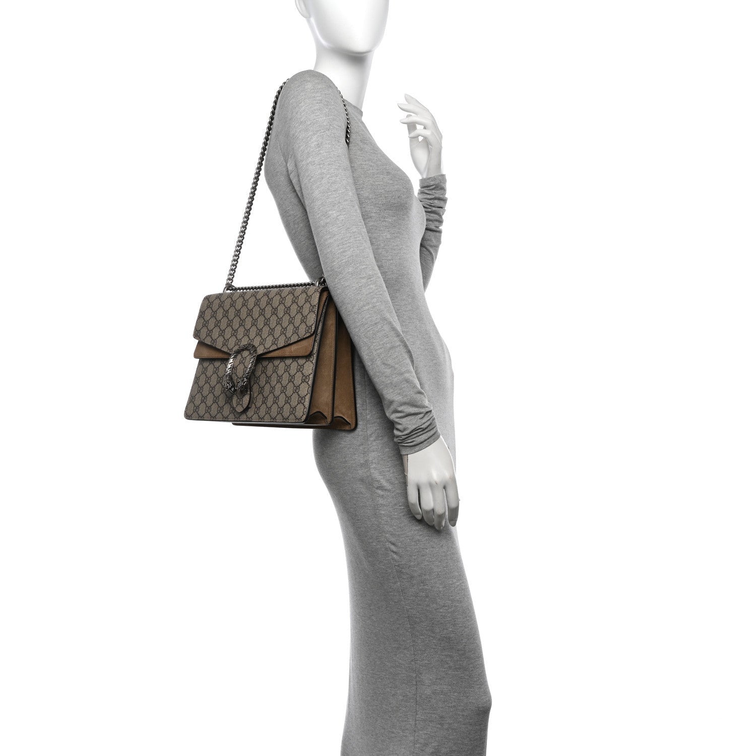 Gucci GG Supreme Monogram Medium Dionysus Shoulder Bag Taupe 2 of 7