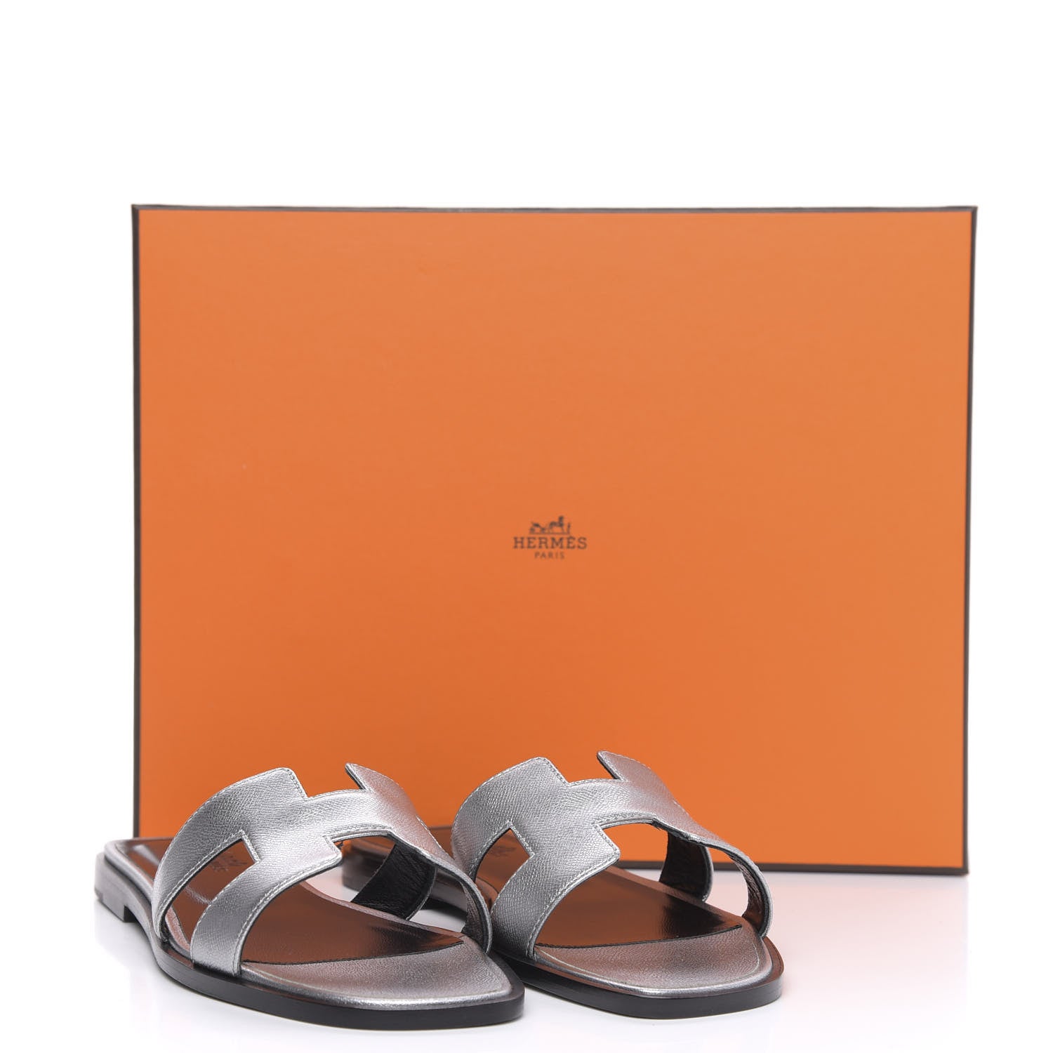Hermes Metallic Madame Calfskin Oran Sandals 36.5 Argent 8 of 8