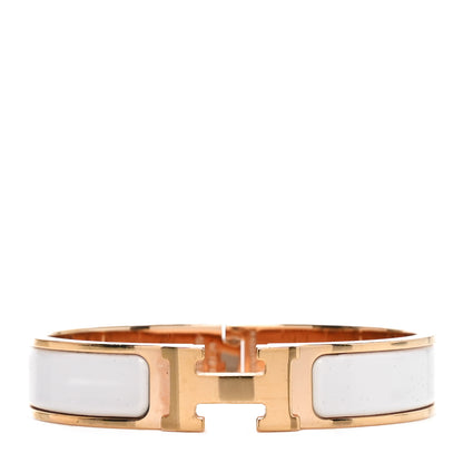 Hermes Enamel Narrow Clic Clac H Bracelet PM White 1 of 4