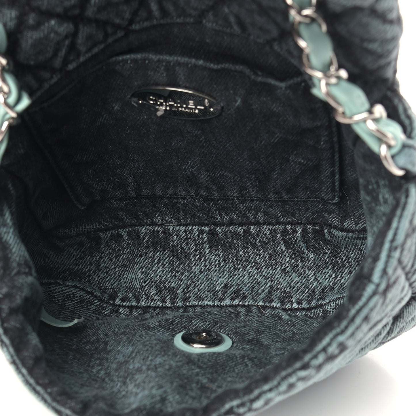 Washed Denim Quilted Small Denimpression Flap Blue Black