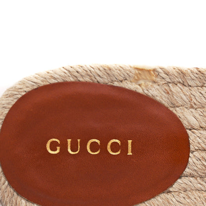 Gucci Raffia Interlocking G Flat Slide Espadrille Sandals 38.5 Harness Brown 7 of 9