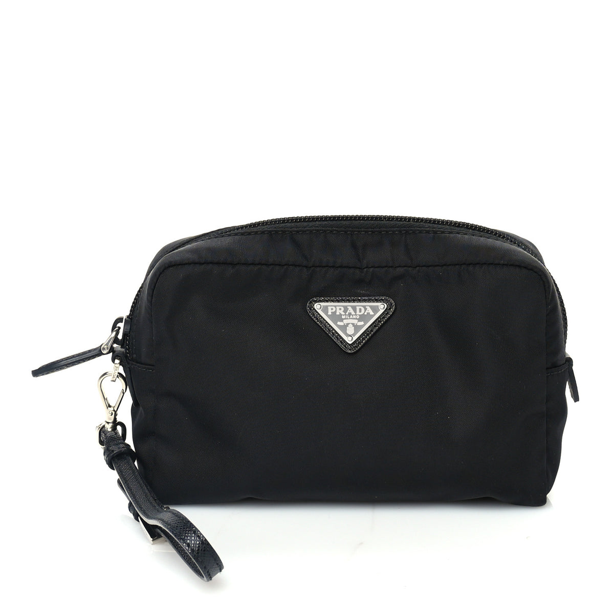 Re-Nylon Saffiano Pouch Wristlet Black
