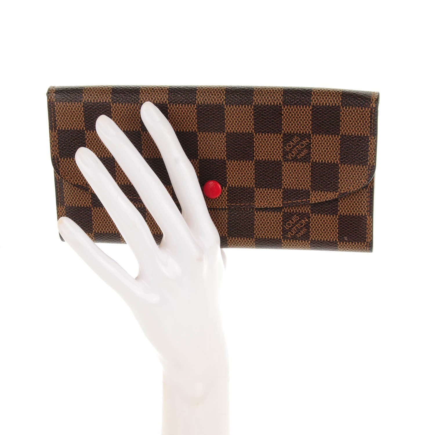 Louis Vuitton Damier Ebene Emilie Wallet Red 2 of 8