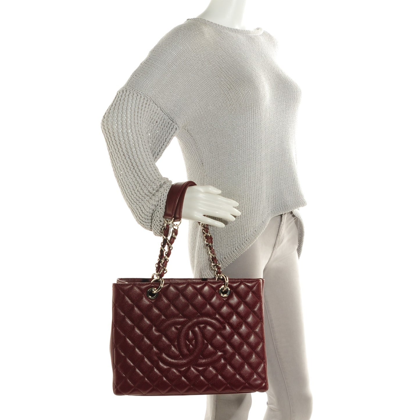 Caviar Grand Shopping Tote GST Dark Red
