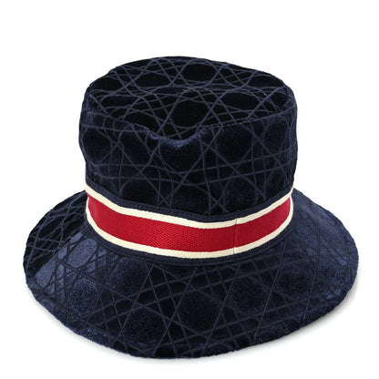 Christian Dior Velvet Cannage Bob Bucket Hat 57 Blue 5 of 8