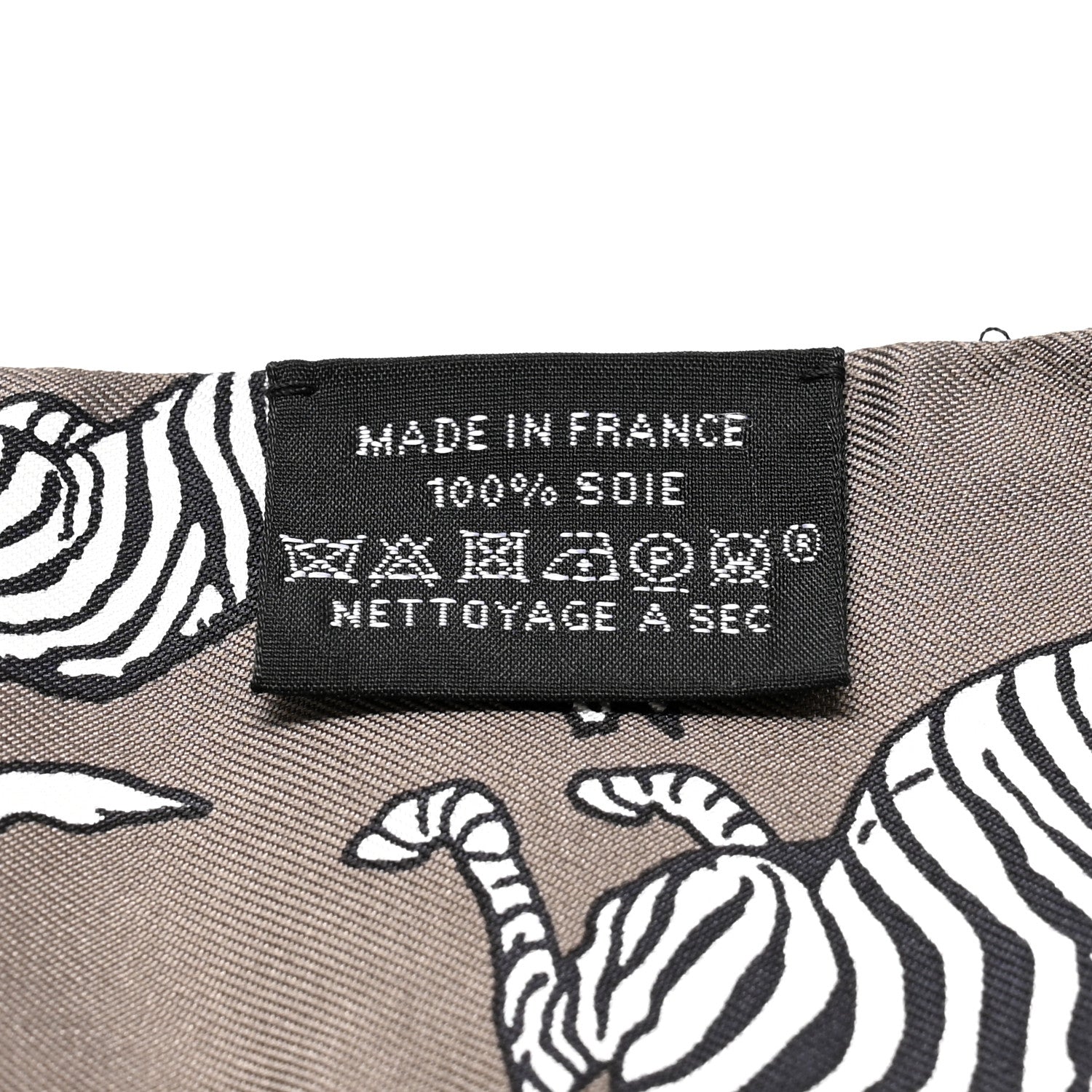Hermes Silk Les Zebres Twilly Gris Taupe Black White 3 of 5