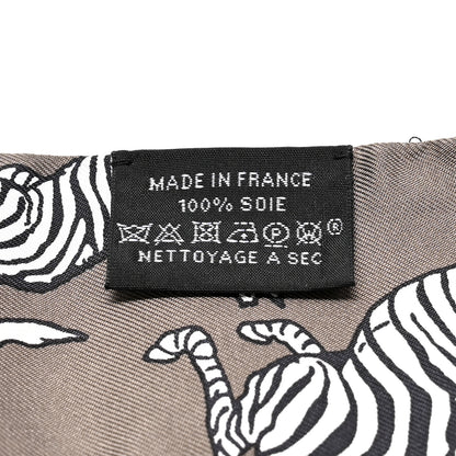 Hermes Silk Les Zebres Twilly Gris Taupe Black White 3 of 5