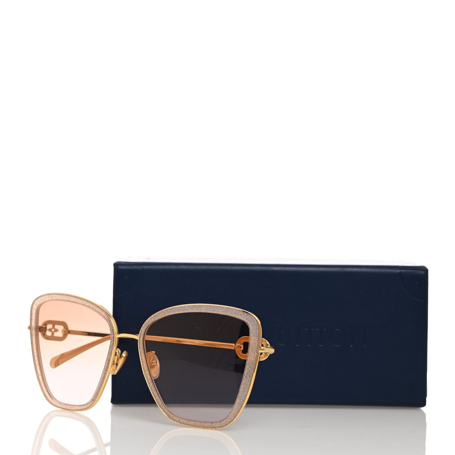 Metal LV Link One Cat Eye Sunglasses Z1771E Pink Glitter