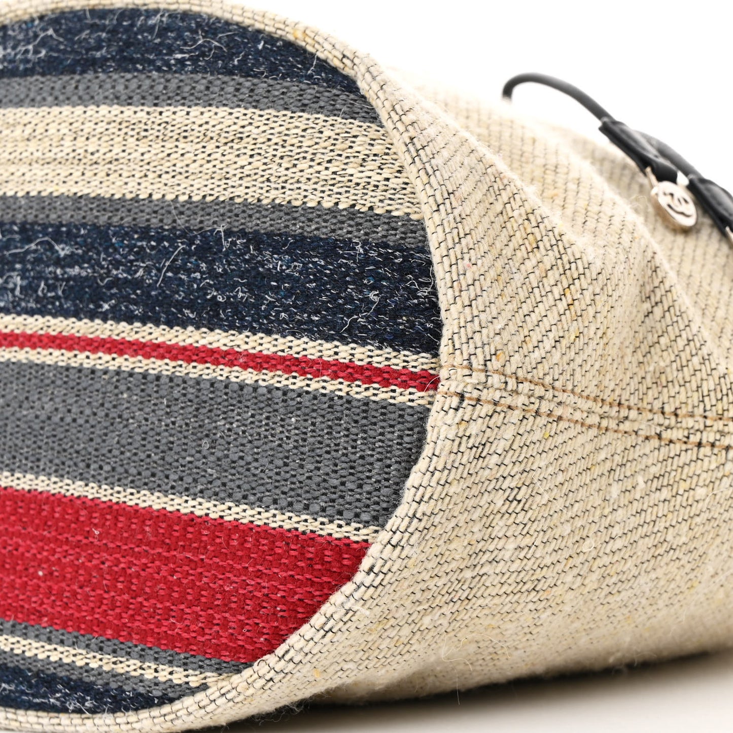 Striped Canvas Deauville Drawstring Bag Beige