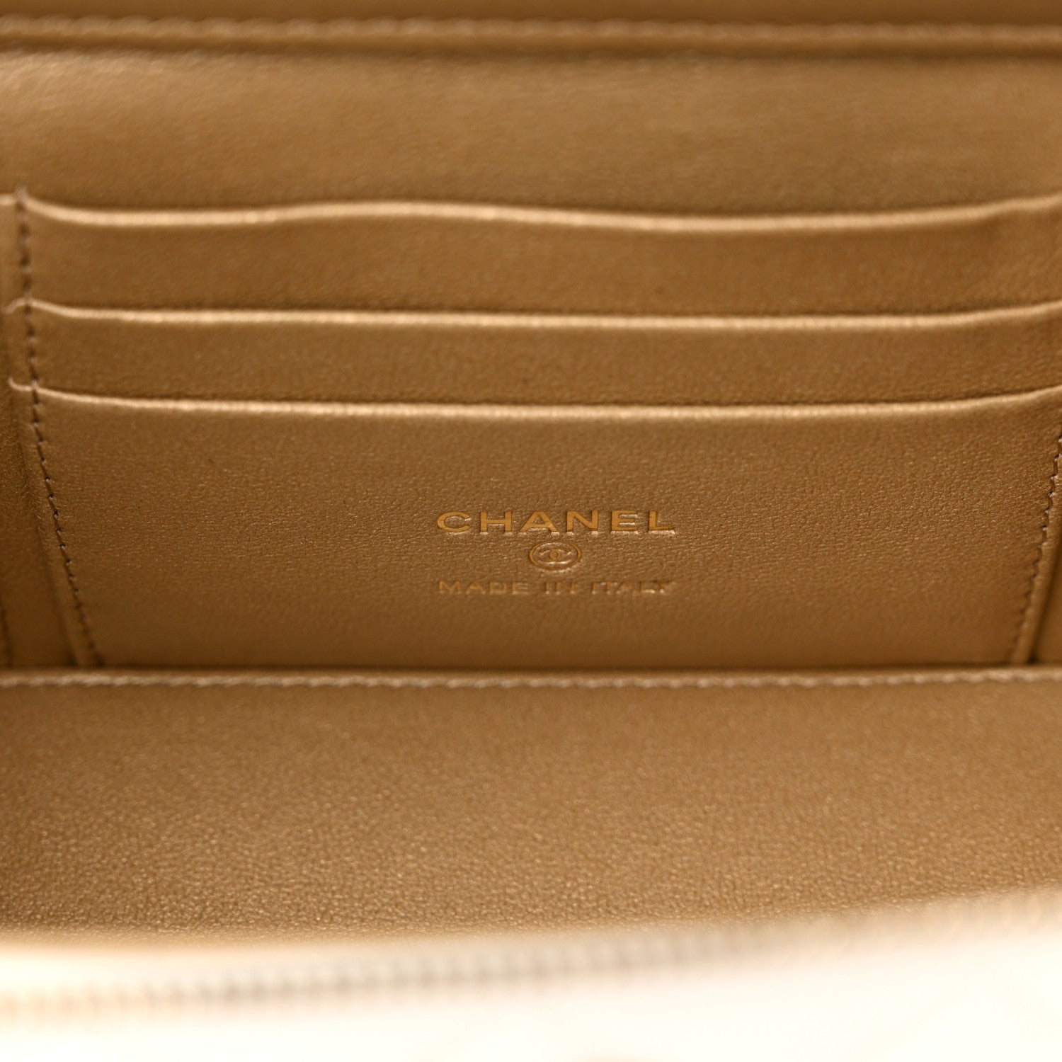 Chanel Lambskin Enamel Quilted Logo Small Vanity Case With Chain White 6 of 11