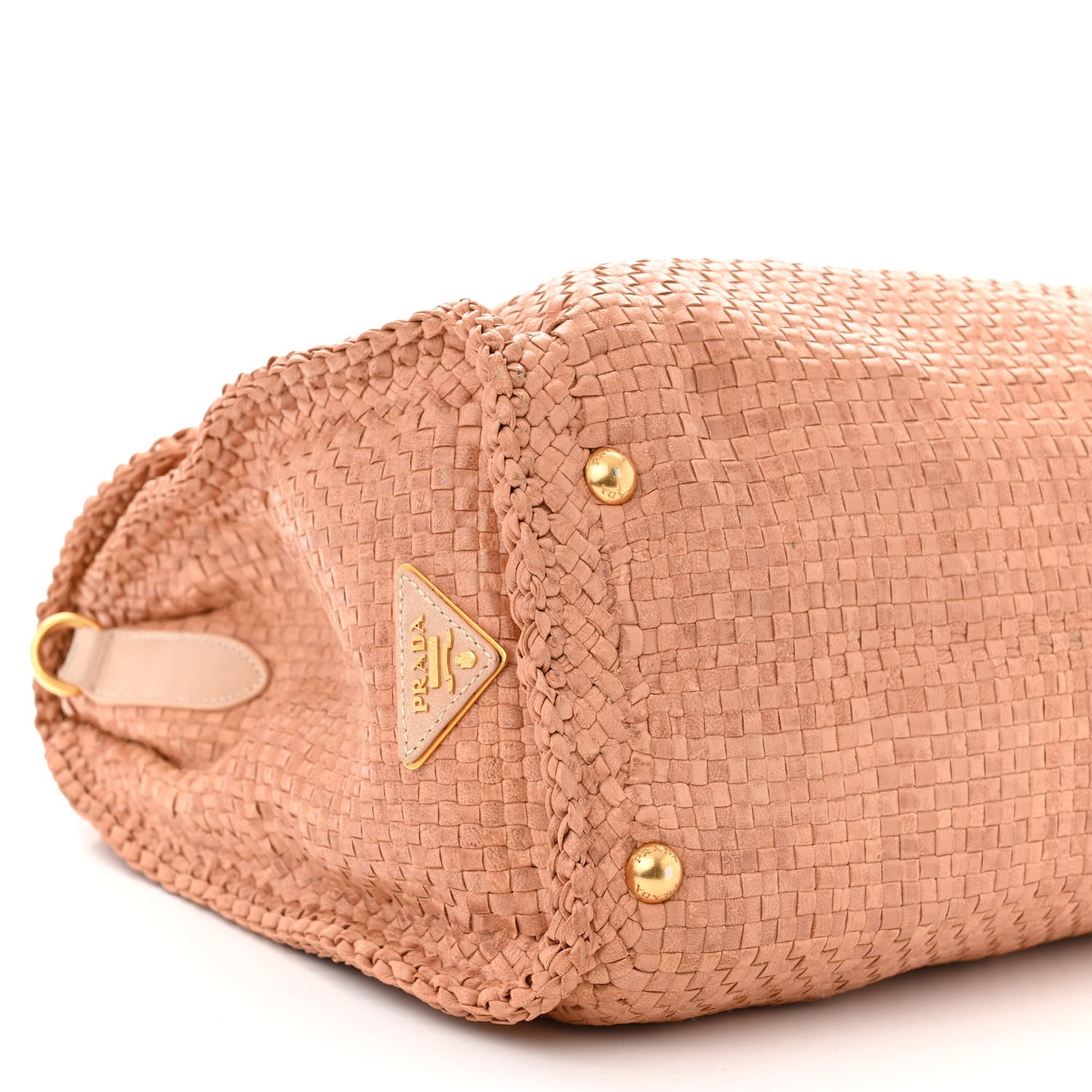 Prada Madras Woven Top Handle Satchel Beige 9 of 12