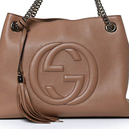 Gucci Pebbled Calfskin Medium Soho Chain Shoulder Bag Camelia 7 of 9