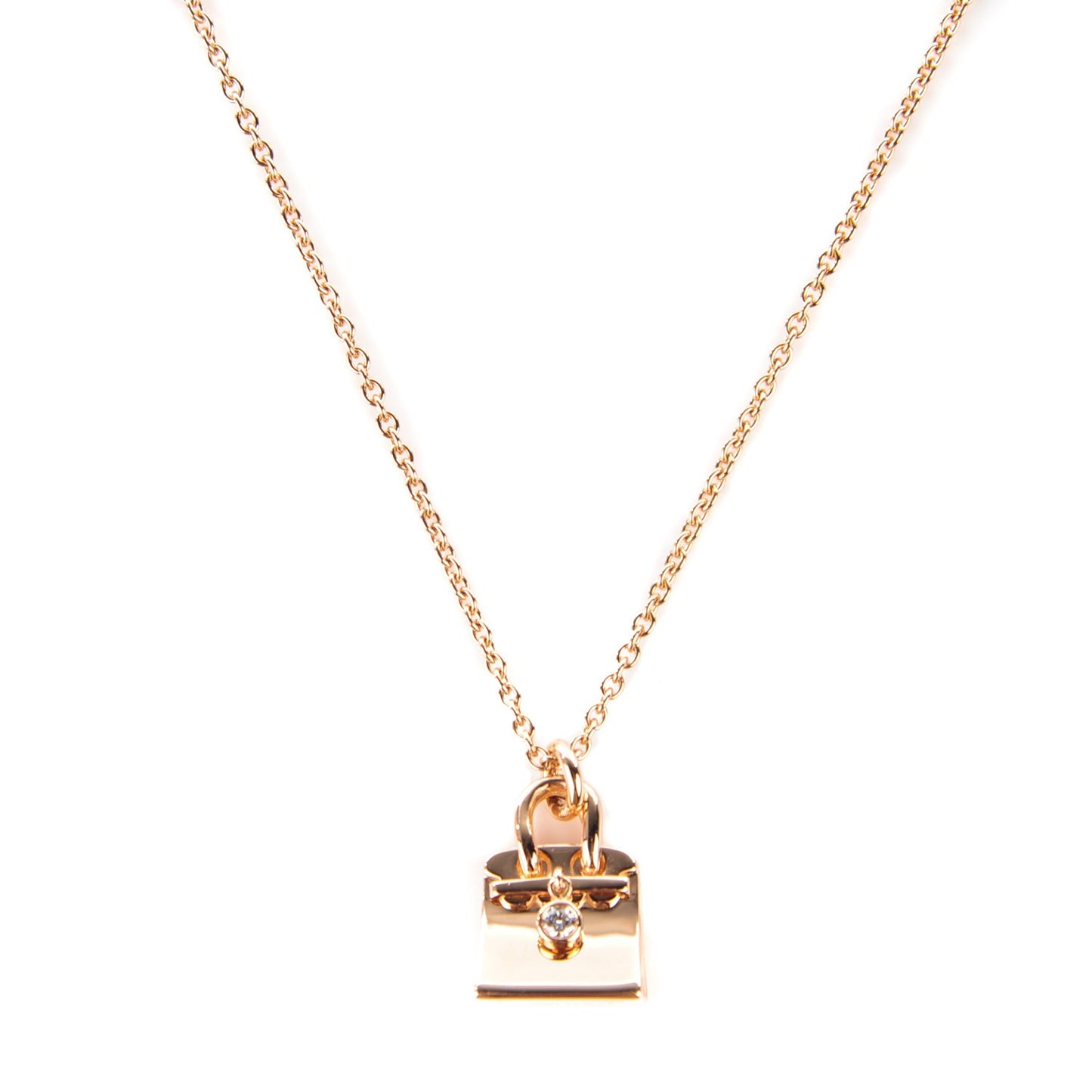 18K Rose Gold Diamond Birkin Pendant Necklace