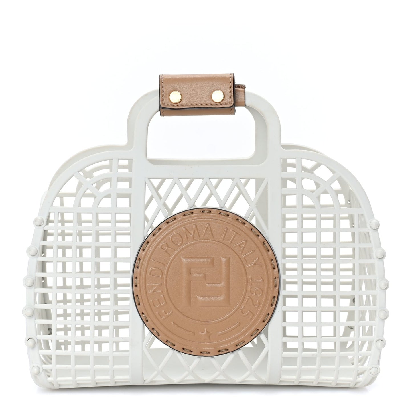 Recycled Plastic Vitello Liberty Matte Small  Basket  White Ice Miele Scuro
