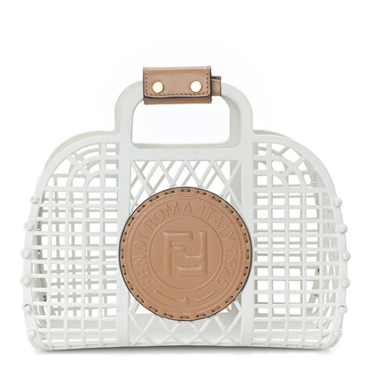 Fendi Recycled Plastic Vitello Liberty Matte Small  Basket  White Ice Miele Scuro 1 of 7
