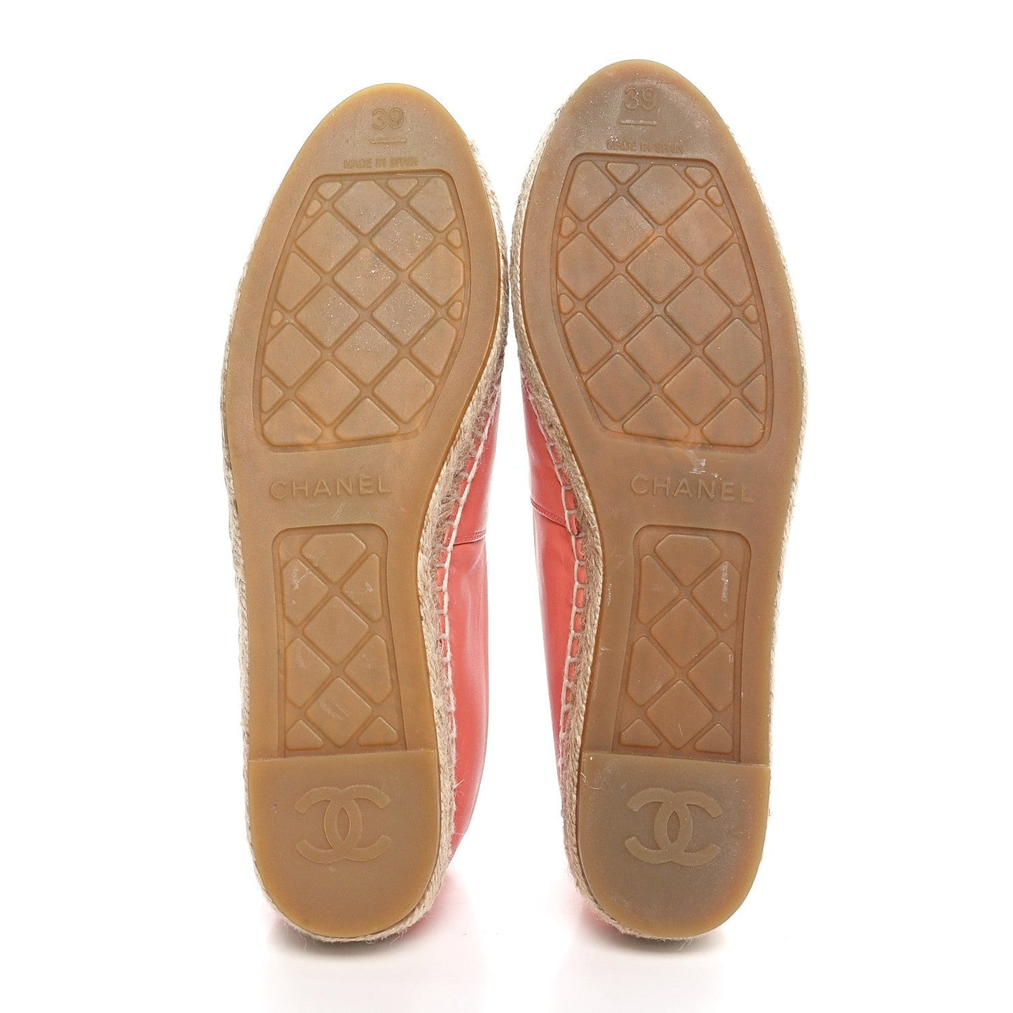 Lambskin CC Espadrilles 39 Pink Red Black