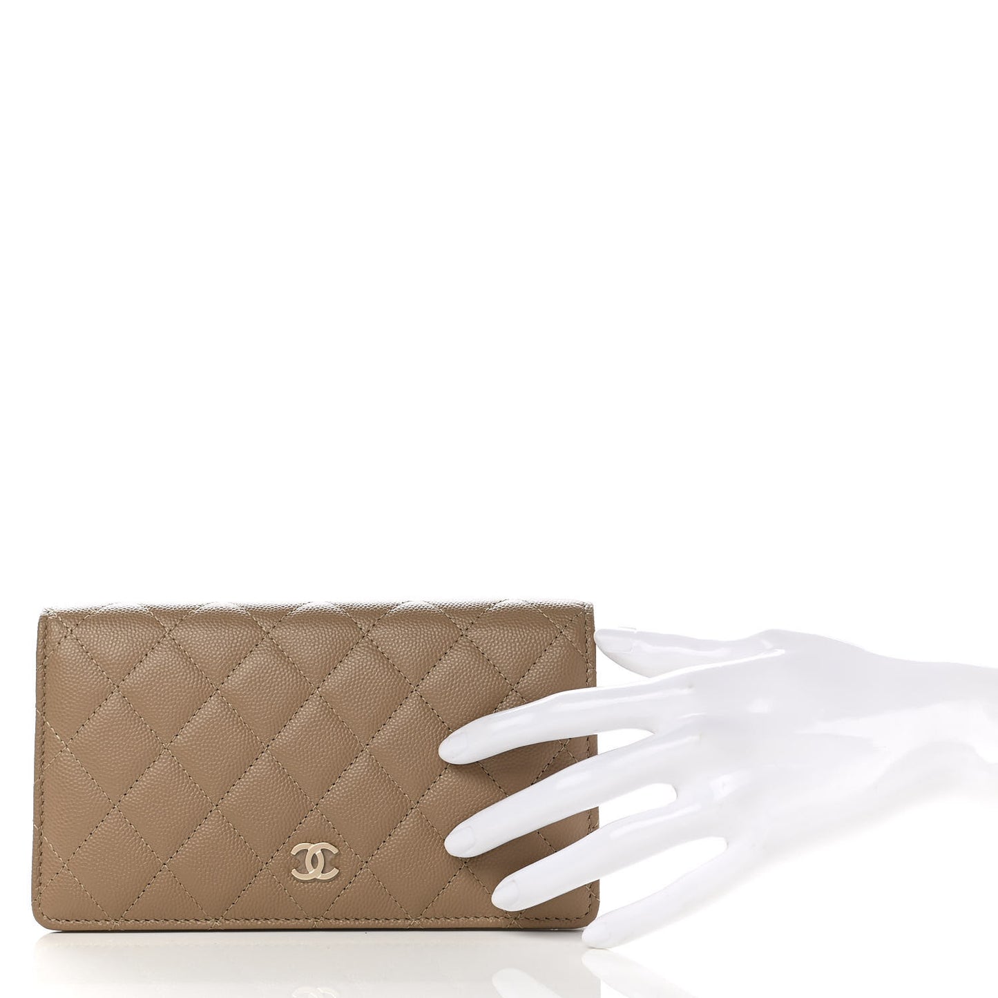 Caviar Quilted Yen Wallet Dark Beige