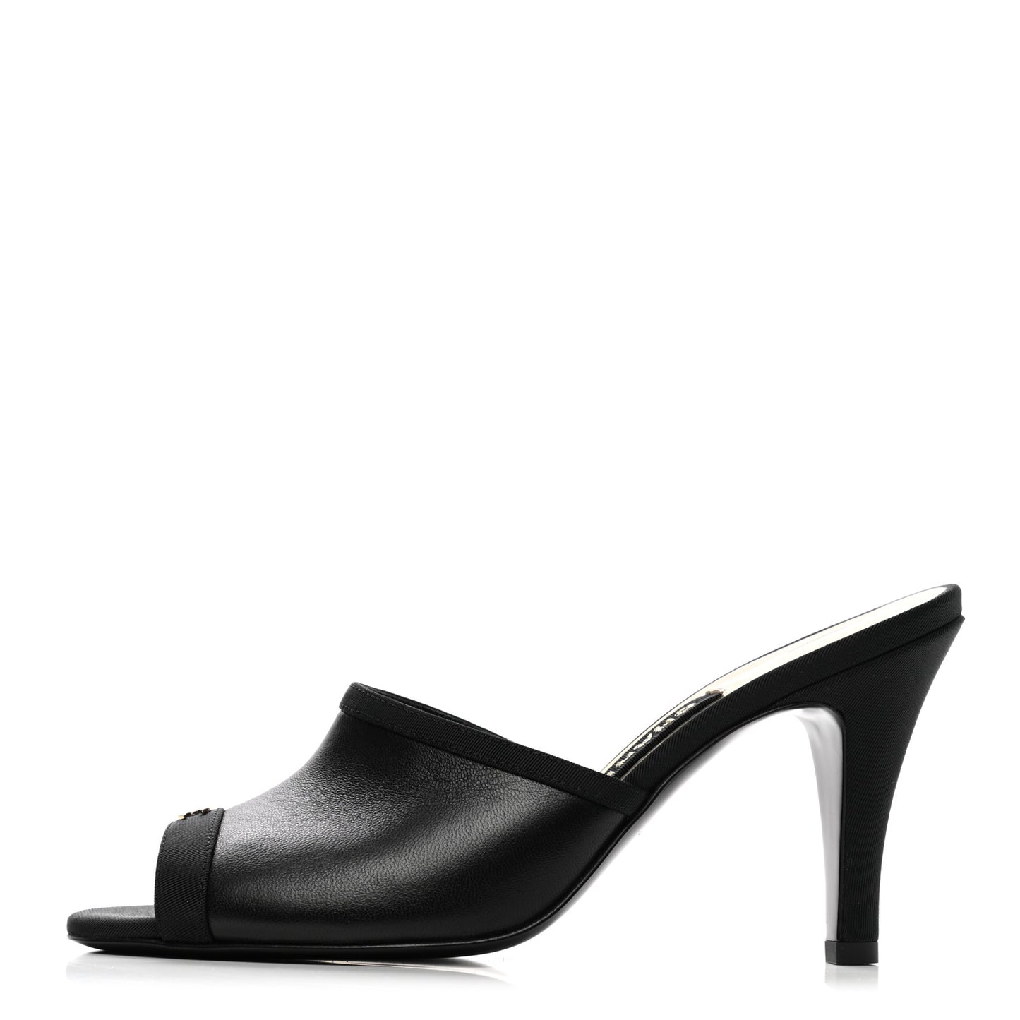 Lambskin Grosgrain CC Mules 36 Black