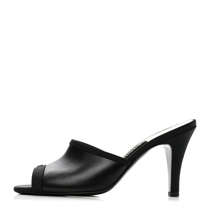 Chanel Lambskin Grosgrain CC Mules 36 Black 1 of 9