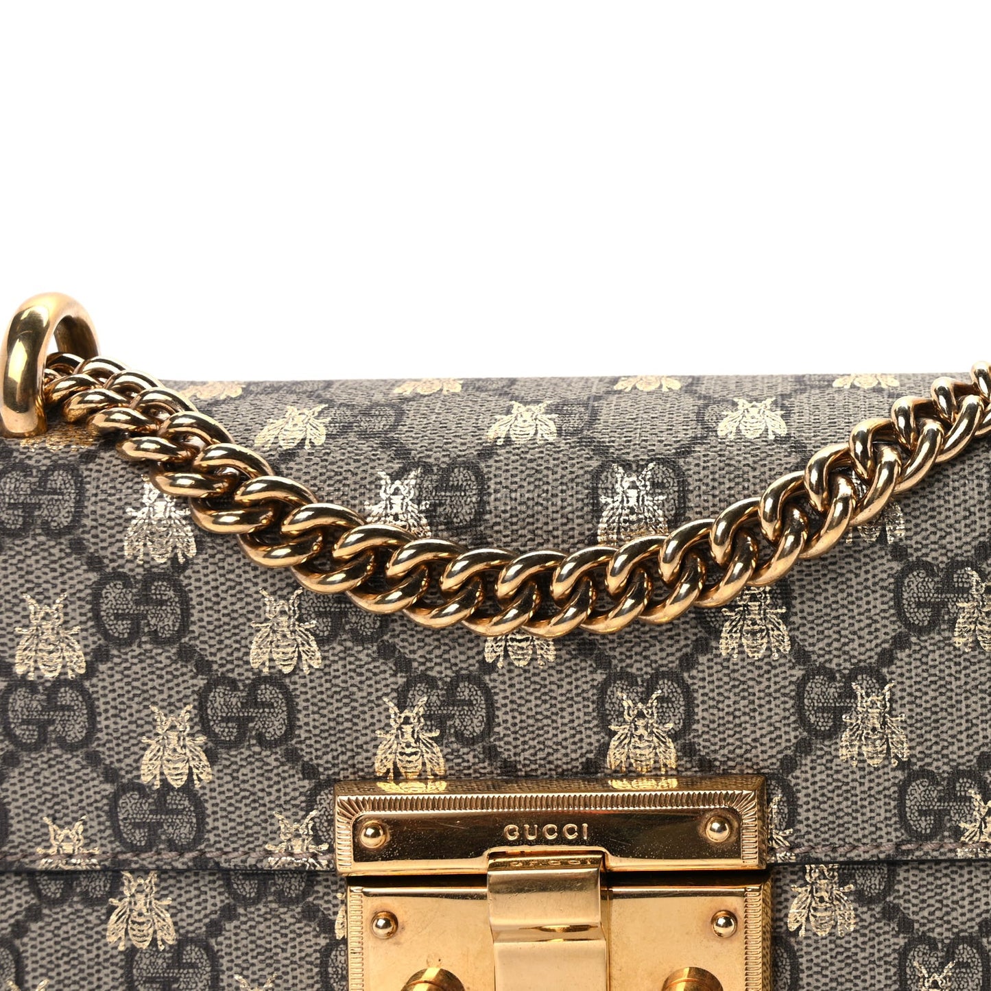GG Supreme Monogram Bees Small Padlock Shoulder Bag  Black