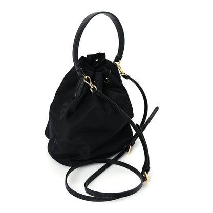 Prada Nylon Vela Saffiano Mini Bucket Crossbody Bag  Black 2 of 8