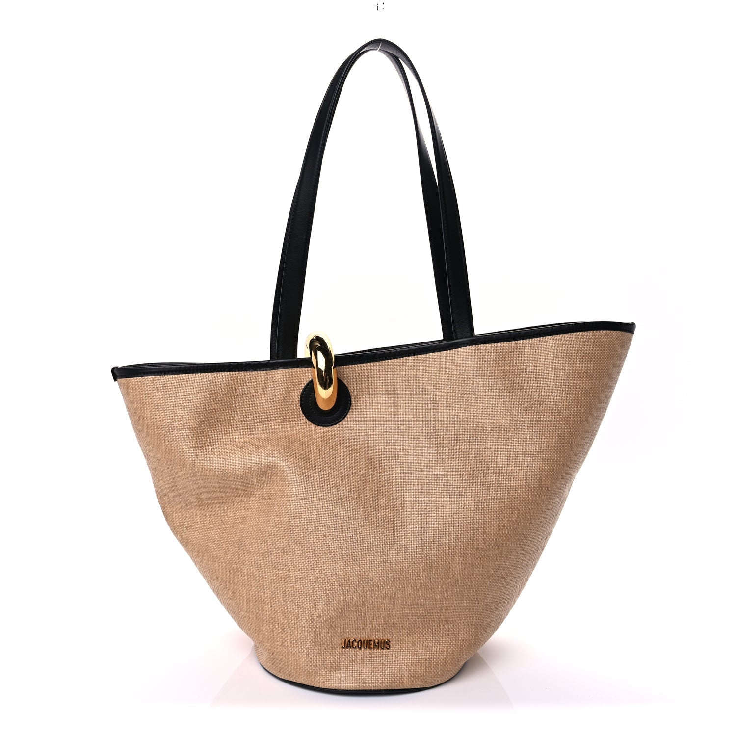 Jacquemus Raffia Calfskin The Bambola Ivory Black 1 of 7