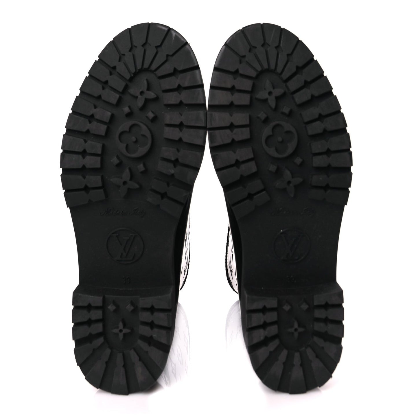 Rubber Embossed Monogram Drops Flat Half Boots 39 Black