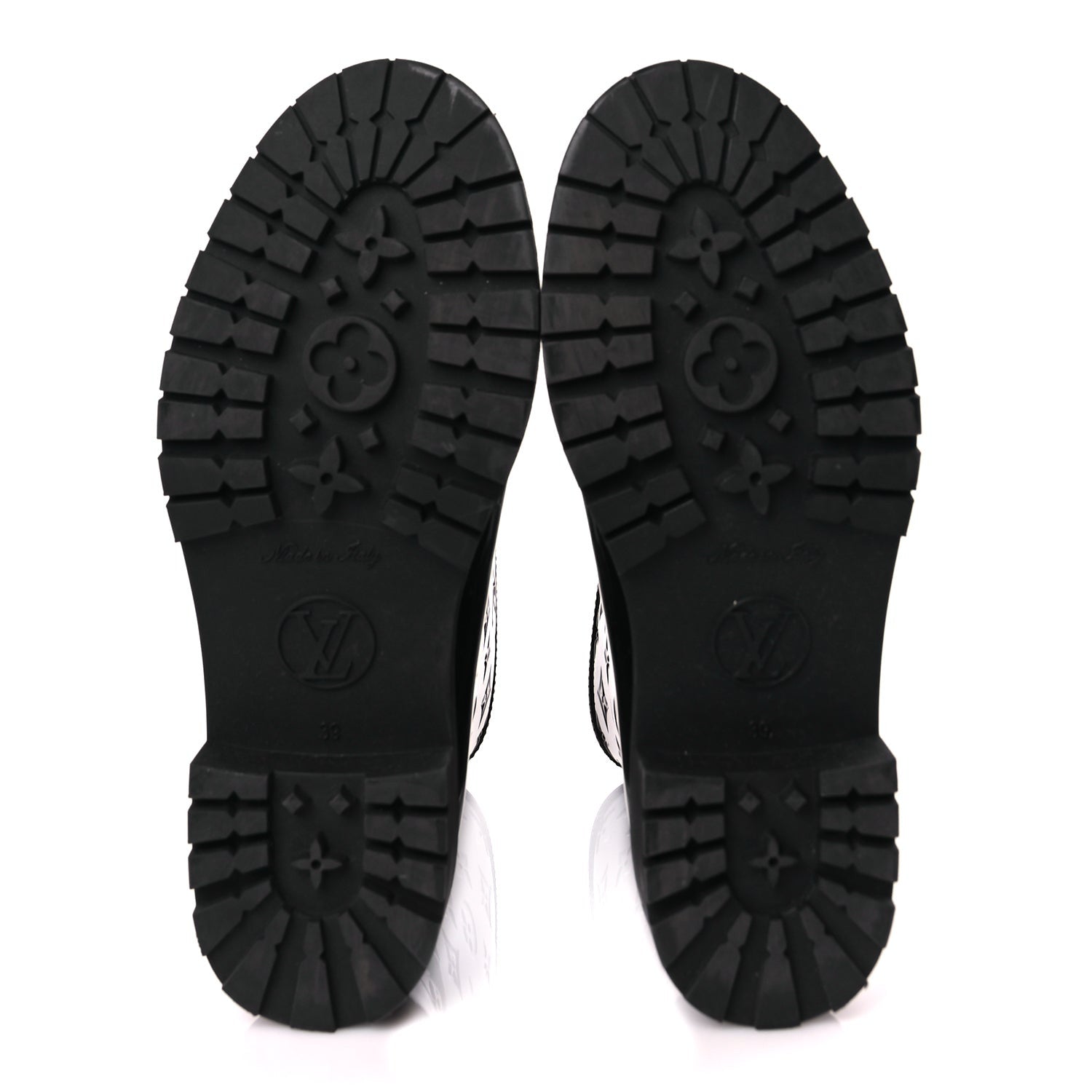 Louis Vuitton Rubber Embossed Monogram Drops Flat Half Boots 39 Black 5 of 7