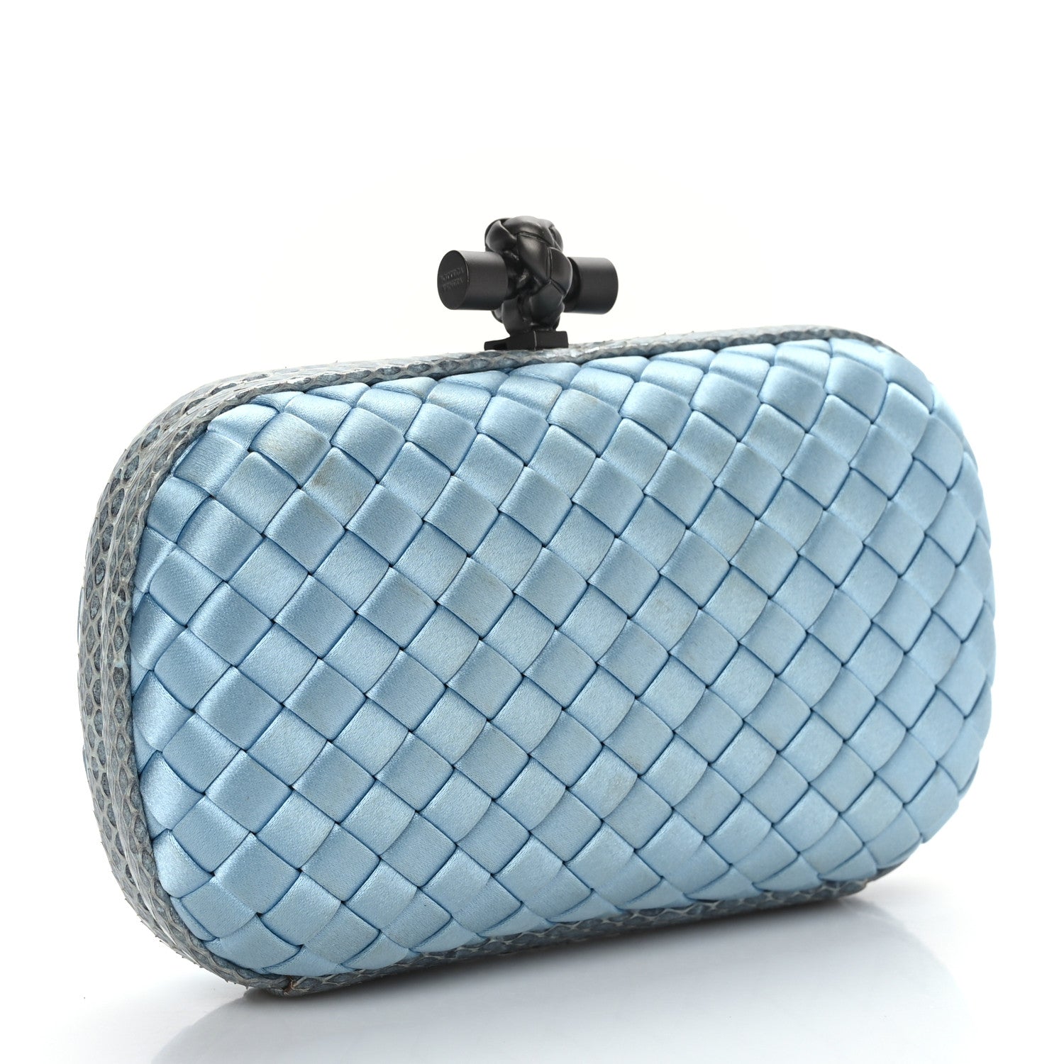 Bottega Veneta Satin Intreccio Impero Ayers Knot Clutch Ciel 4 of 10