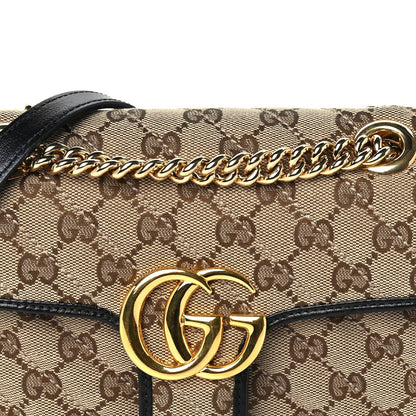 Gucci Monogram Matelasse Diagonal Mini GG Marmont Shoulder Bag Beige Black 7 of 9