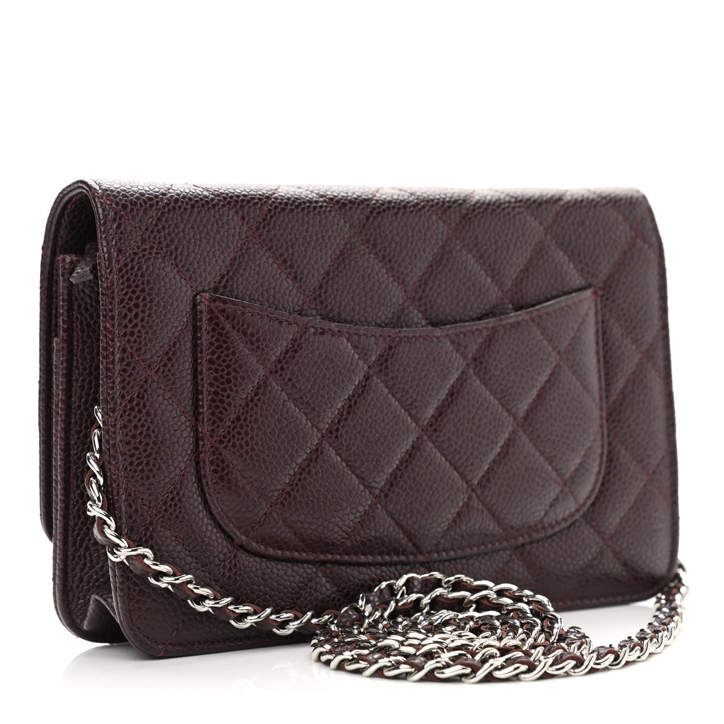 Caviar Quilted Wallet on Chain WOC Burgundy
